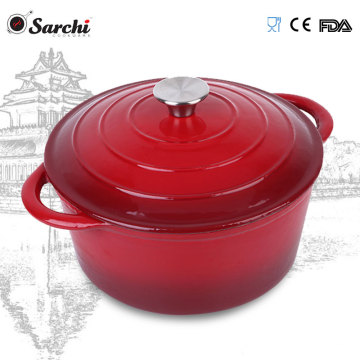 Enameled Cast Iron Low Round Casserole With Lid, Flame cast iron casserole